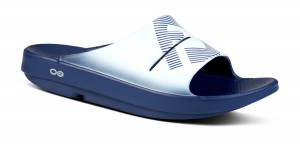 Oofos OOahh Sport Slide Sandal White / Navy | 95026-IBHE