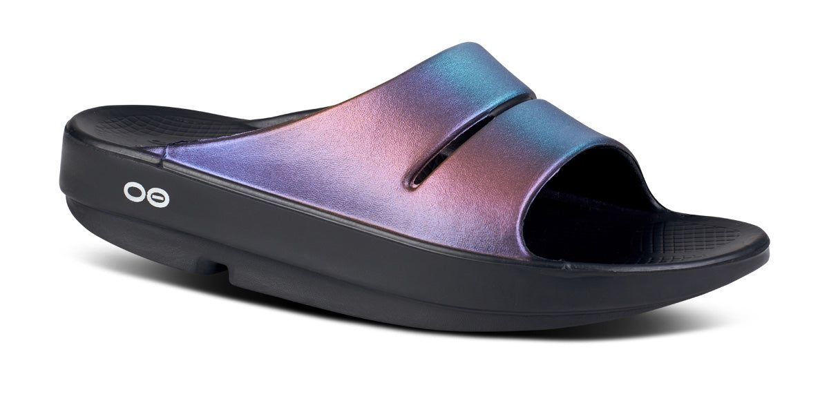 Oofos OOahh Luxe Slide Sandal Midnight Spectre | 83569-HNJU