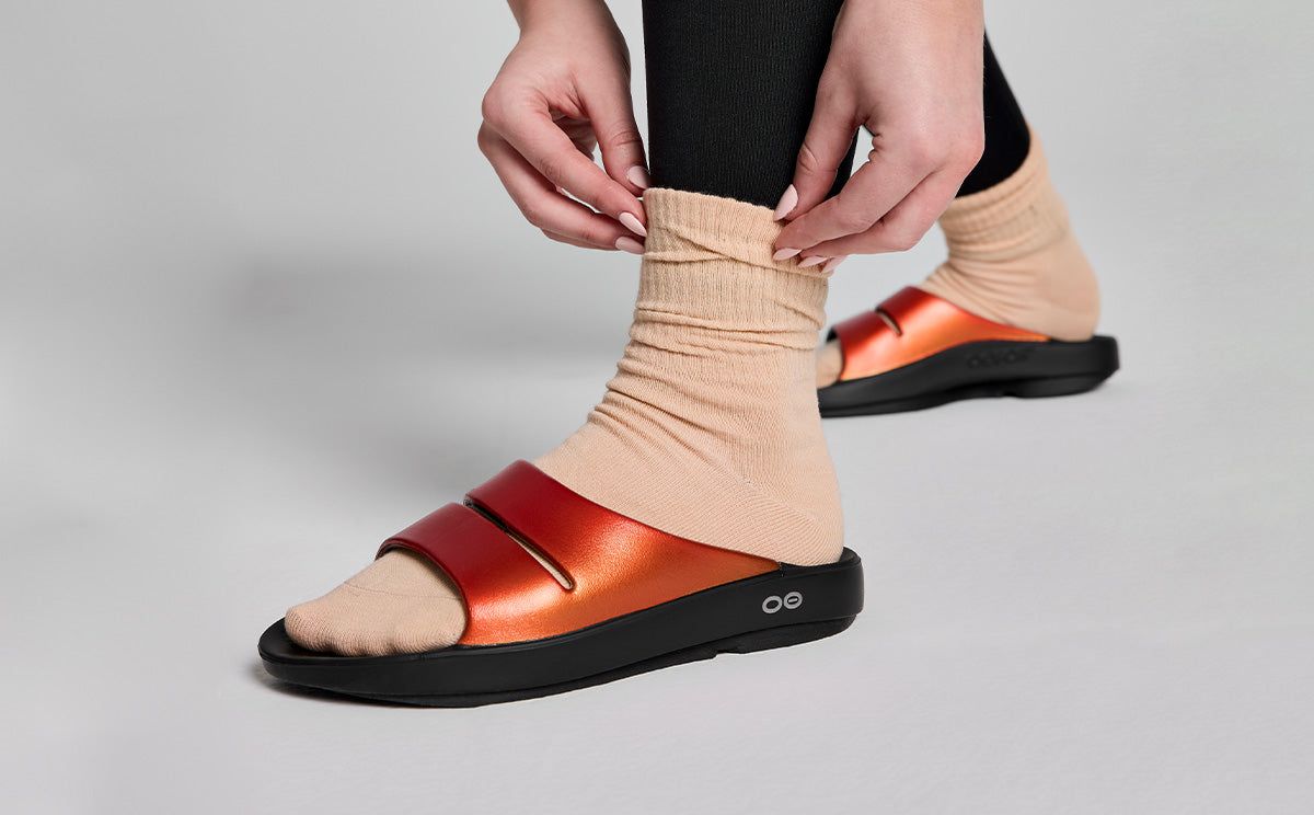 Oofos OOahh Luxe Slide Sandal Solstice | 92751-EMTX