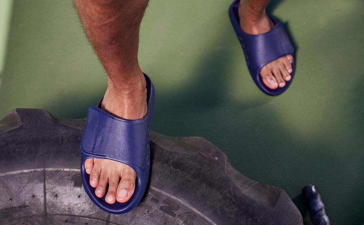 Oofos OOahh Sport Flex Sandal Navy | 41826-VGCT