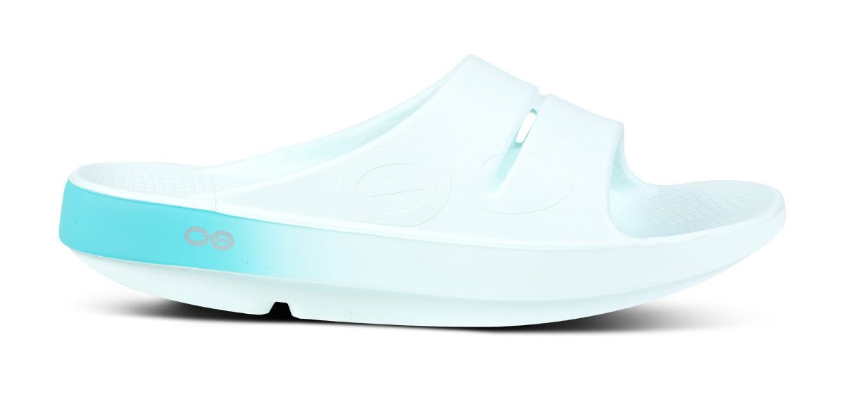 Oofos OOahh Sport Slide Sandal Light Turquoise | 24593-ETFP