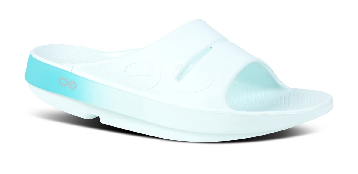 Oofos OOahh Sport Slide Sandal Light Turquoise | 24593-ETFP