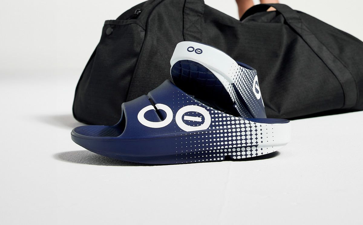 Oofos OOahh Sport Slide Sandal Navy | 21497-BFRI