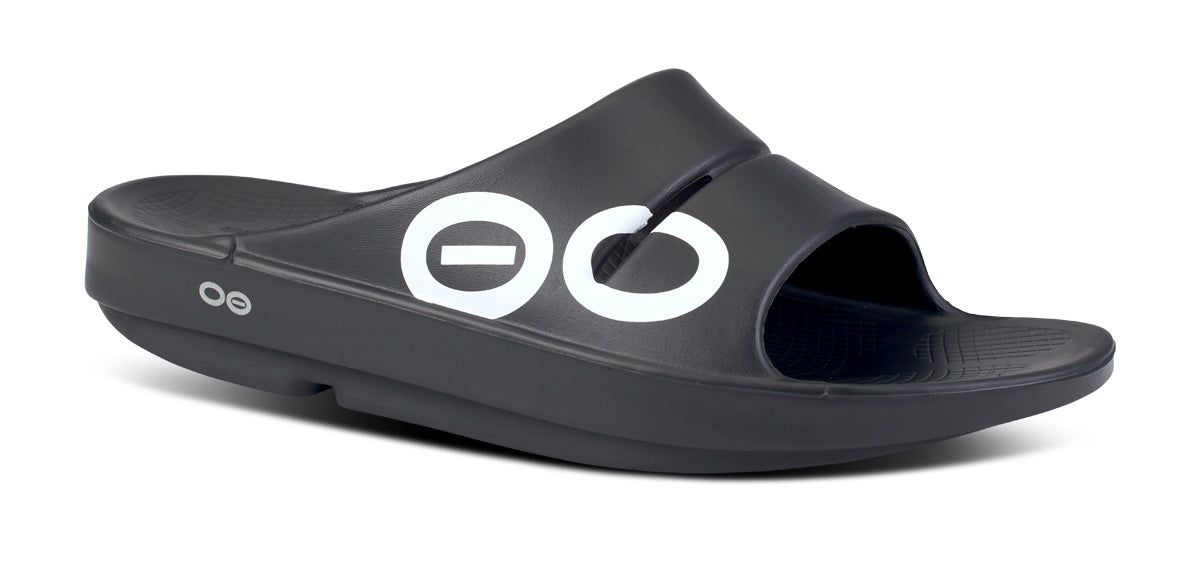 Oofos OOahh Sport Slide Sandal White / Black | 01682-SXCI