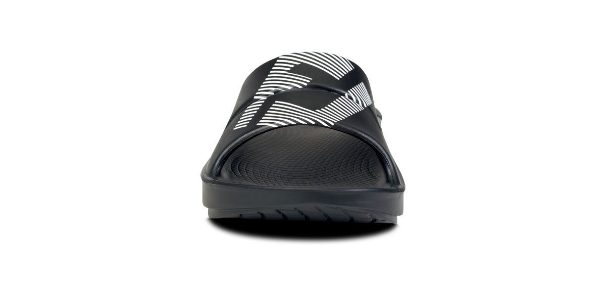 Oofos OOahh Sport Slide Sandal White / Black | 52697-KNJL