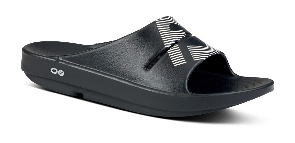 Oofos OOahh Sport Slide Sandal White / Black | 52697-KNJL