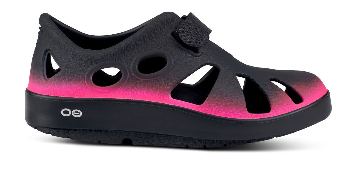 Oofos OOcandoo Sandal Black Pink | 25681-ZNIR