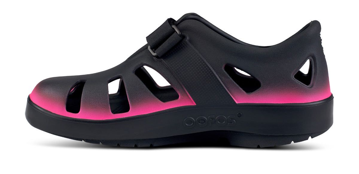 Oofos OOcandoo Sandal Black Pink | 25681-ZNIR