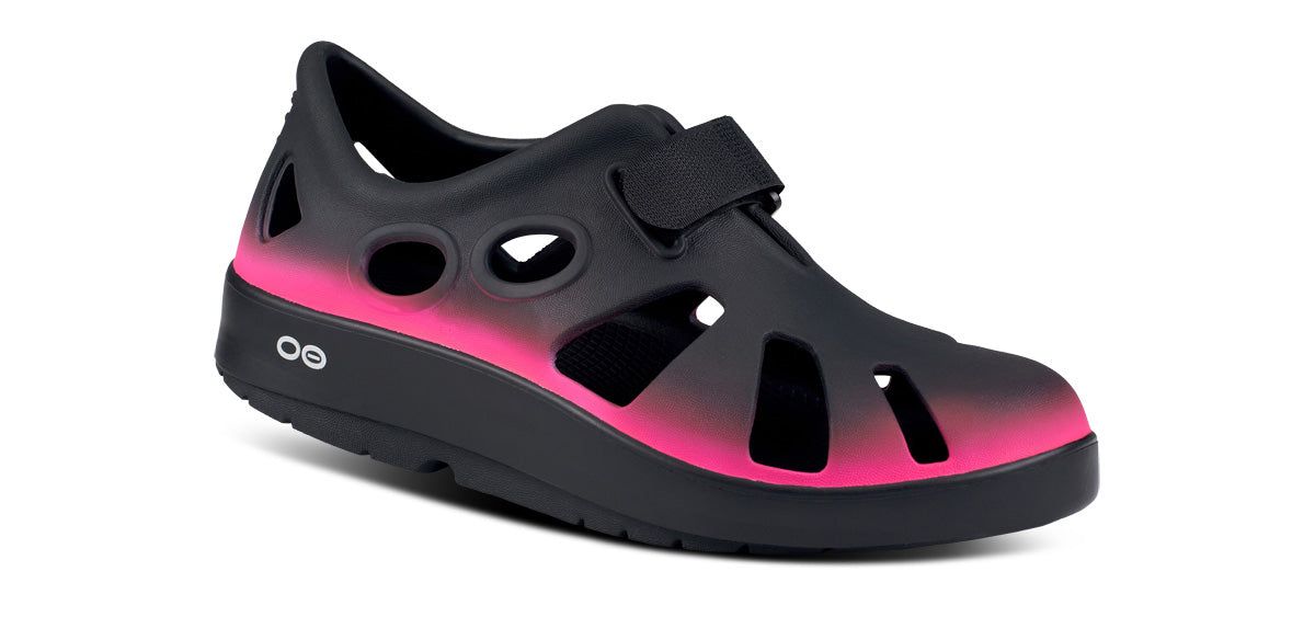 Oofos OOcandoo Sandal Black Pink | 25681-ZNIR